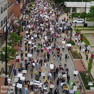 Image of BLM protest on campus