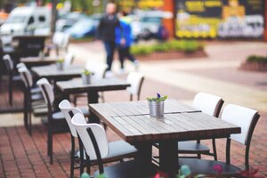 Outdoor cafe table and chairs