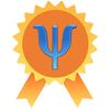 The letter Psi on an stylized award ribbon
