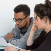 Male and female students studying during finals week.